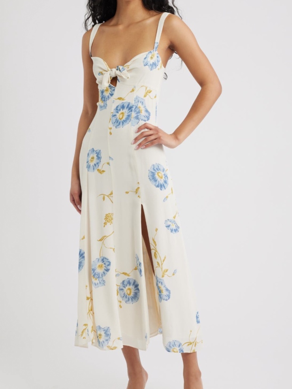 REFORMATION Aislinn Floral Tie Front Dress in Glorious